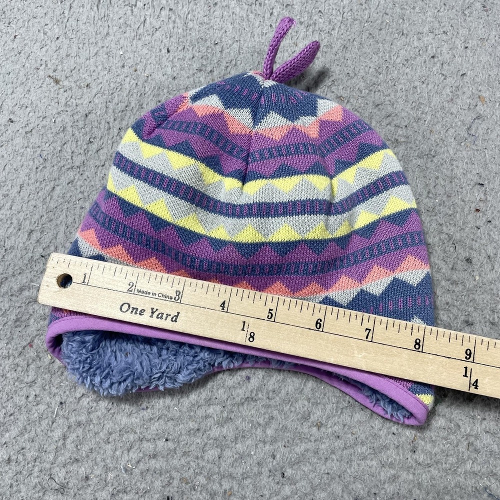 Patagonia Beanie Hat Girls 3-6 Months Multicolor Fleece Reversible Winter - Picture 4 of 10
